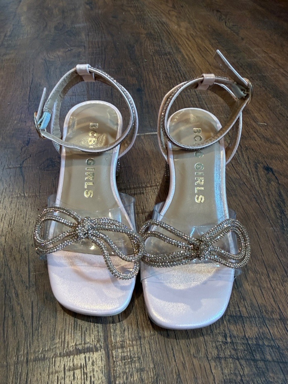 BCBG Pink Ankle-Strap Bow Sandals